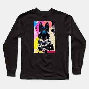 Astronaut black german shepherd Long Sleeve T-Shirt